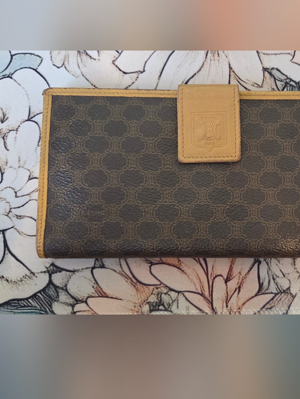 Vintage Celine Macadam Triomphe Long Wallet – Brown & Tan